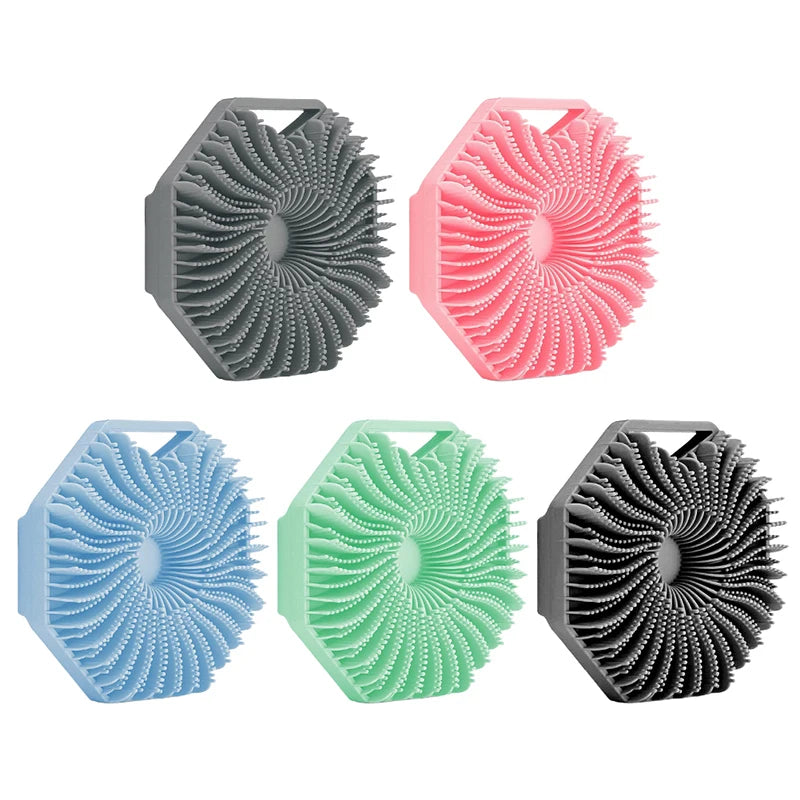 Silicone Body Scrubber Bath Brush With Ergonomic Handle Portable Shower Massage Cleaning Brush Exfoliating Shower Body Brush