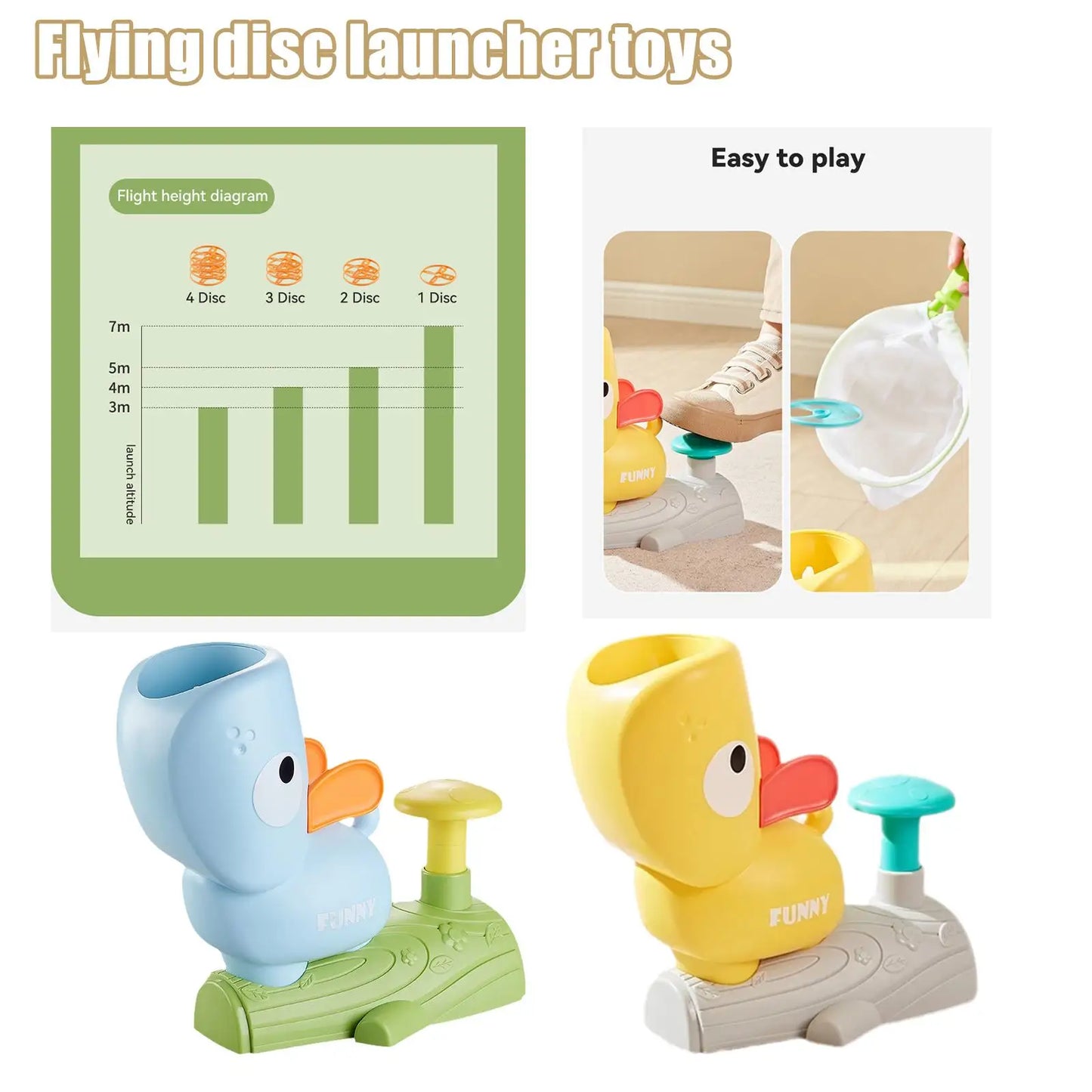 Kids Flying Disc Air Rocket Launcher Outdoor Fun Game Soaring Rocket Flying Disc Flying Saucer Foot Launcher Kids Jump Games Toy